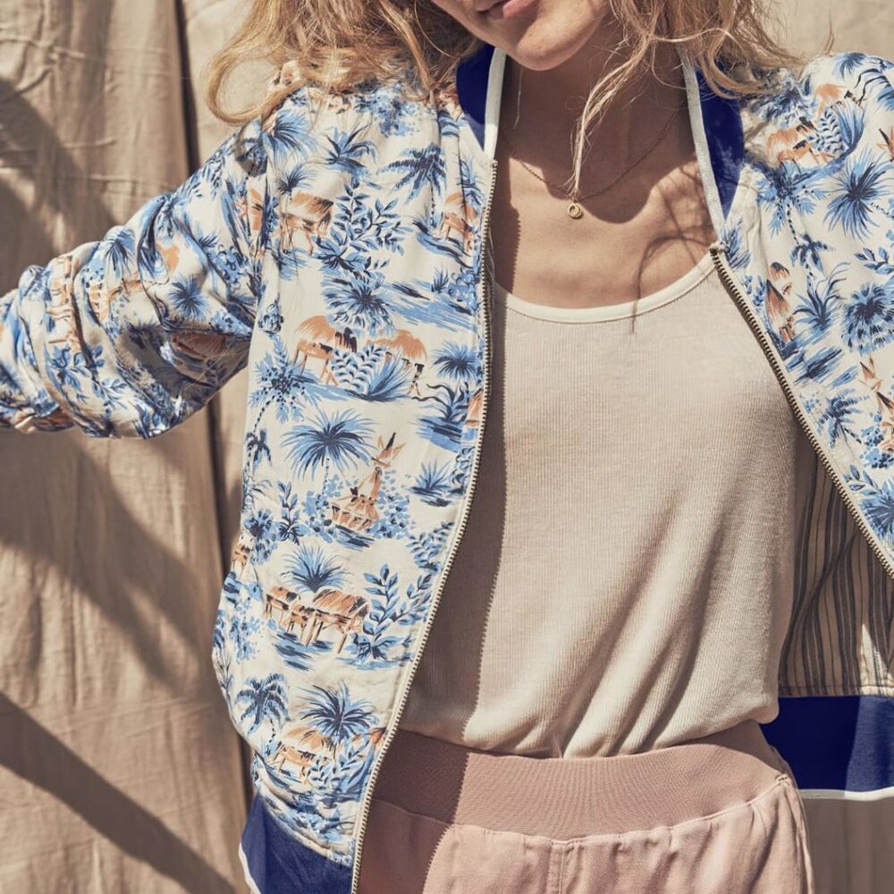 Faherty Mandalay Reversible Bomber Havana Bungalow Jacket Sz XL